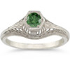 Vintage Filigree Gemstone Ring in 14K White Gold