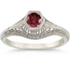 Vintage Filigree Gemstone Ring in 14K White Gold