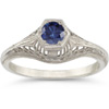 Vintage Filigree Gemstone Ring in 14K White Gold