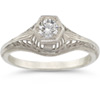 Vintage Filigree Diamond Ring in 14K White Gold