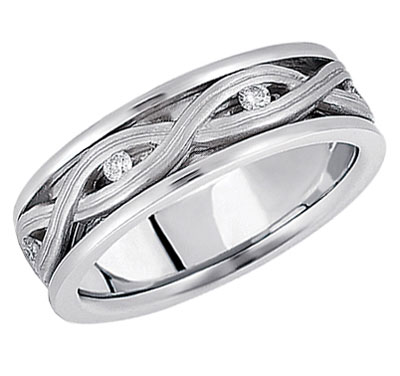 Entwined Diamond Wedding Band in 14K White Gold