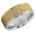 Artisan Heart Etched Wedding Band 14K Two-Tone Gold