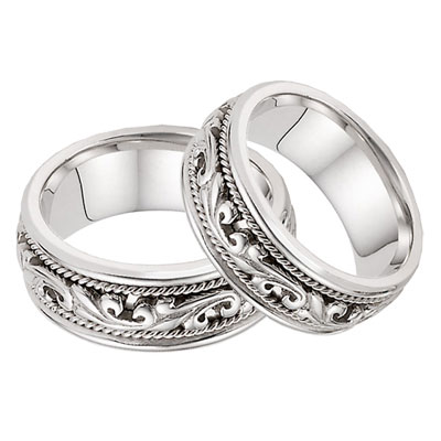 Paisley Wedding Ring Sets for the Bride and Groom