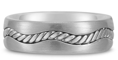 14K White Gold Rope Design Wedding Band