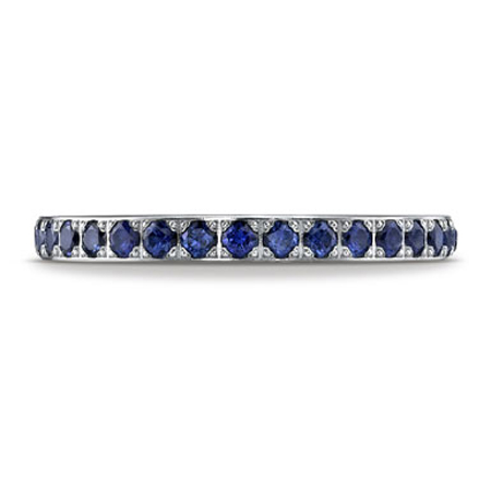 Blue Sapphire Pave-Set Eternity Band Ring, 14K White Gold