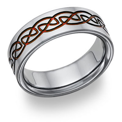 Red Titanium Celtic Wedding Band Ring