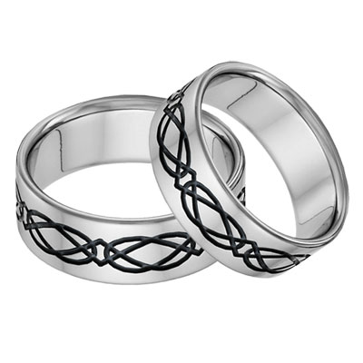 Titanium Celtic Wedding Band Set in Black