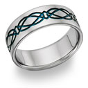 Titanium Celtic Wedding Band Ring in Blue