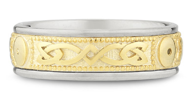 14K Two-tone Gold Celtic Shield Wedding Band