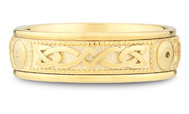14K Yellow Gold Celtic Shield Wedding Band