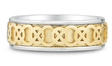 14K Two-tone Gold Celtic Knot Wedding Band