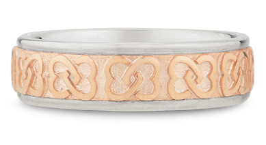14K White and Rose Gold Celtic Knot Wedding Band