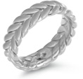 Wreath Wedding Band Ring, 14K White Gold