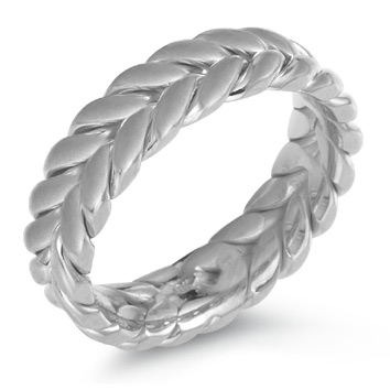 Wreath Wedding Band Ring, 14K White Gold