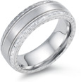 Designer Engraved Wedding Band, 14K White Gold