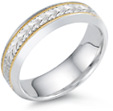 Leaf Engraved Wedding Band, 18K Two-Tone Gold