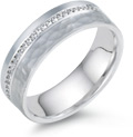 3/4 Carat Diamond Hammered Wedding Band, 14K White Gold