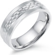 Hammered Design Wedding Band, 14K White Gold