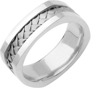 Square Braided Wedding Band, 14K White Gold