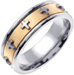Cross Wedding Band, 14K Two-Tone Gold