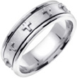 Cross Wedding Band, 14K White Gold