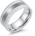 Double Edge Plain Wedding Band, 14K White Gold