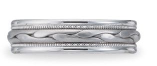 Benchmark Braided Wedding Band, 6mm, 14K White Gold