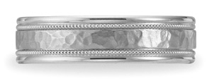 Benchmark Hammered Wedding Band, 6mm, 14K White Gold