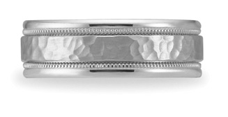 Benchmark Hammered Wedding Band, 8mm, 14K White Gold