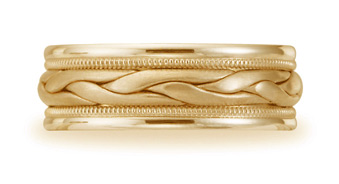 Benchmark Braided Wedding Band, 8mm, 14K Yellow Gold