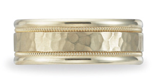 Benchmark Hammered Wedding Band, 8mm, 14K Yellow Gold