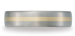 Benchmark Titanium and 18K Gold Satin Wedding Band