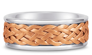 Weaved Wedding Band in 14K White and Rose Gold