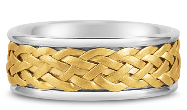 Weaved Wedding Band in 14K Two-Tone Gold