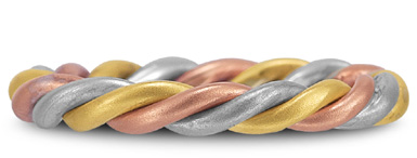 Weaved Rope Wedding Band in 18K Tri-Color Gold