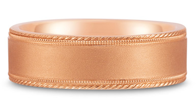 Satin-Finished Edged-Milligrain Wedding Band in 18K Rose Gold