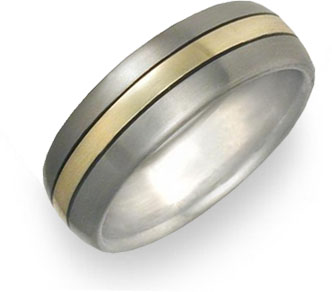 Titanium gold wedding rings