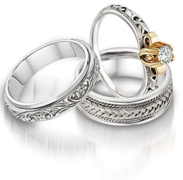 Wedding Band Sets on Wedding Bands White Gold Yellow Gold Two Tone Rose Gold Tri Color