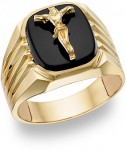 Gold And Black Onyx Cross And Crucifix Rings