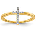14K Gold Diamond Cross Ring for Women