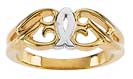 14K Two-Tone Gold Ichthus Heart Ring