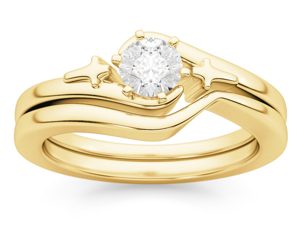 Cross Diamond Bridal Wedding and Engagement Ring Set