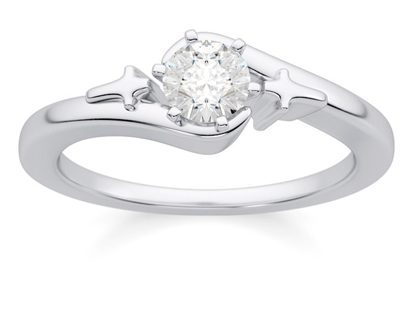 Christian Cross Diamond Solitaire Engagement Ring