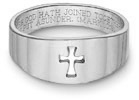 Cut-Out Cross Bible Verse Ring, 14K White Gold