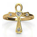 Heart-Shaped Diamond Cross Ring in 14K Gold for Women