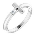 Diamond Cross Ring for Women 14K White Gold