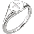 Sterling Silver Etched Cross Ring for Women