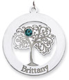 Sterling Silver Family Tree Circle Pendant with 1 Stone
