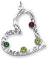 Sterling Silver Floral Heart Family Pendant with 4 Stones