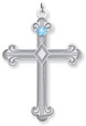 Sterling Silver Fleur De Lis Cross with 1 Stone